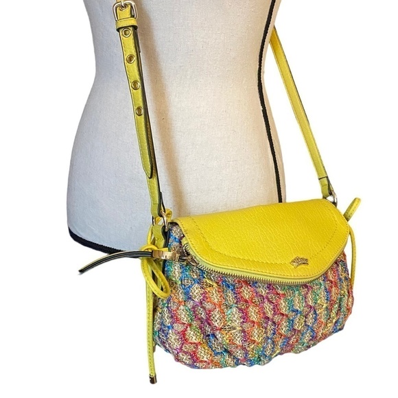 JUICY Couture Rainbow Woven Crossbody Adjustable Strap Y2K Colorful Ties - Picture 4 of 13